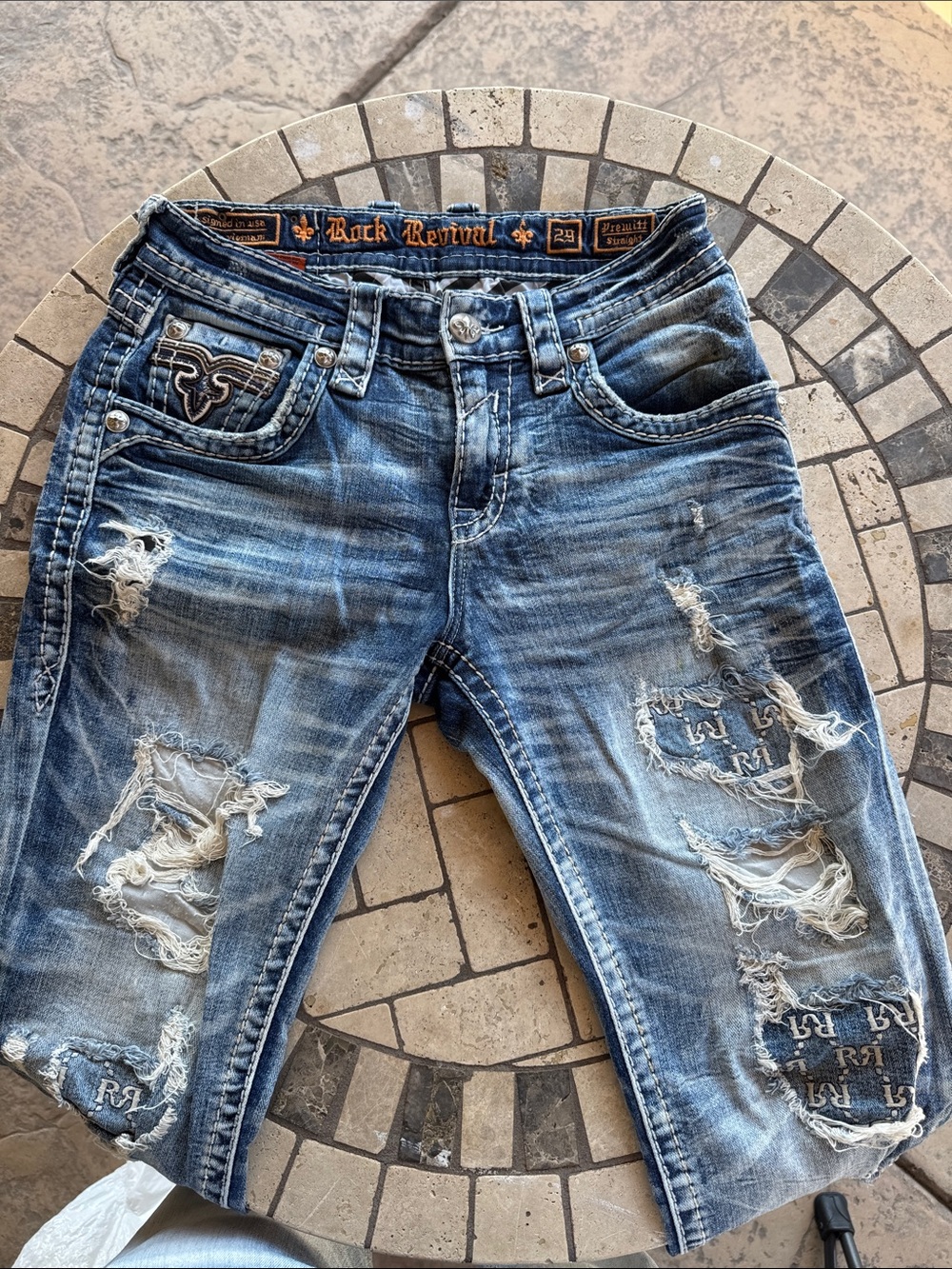 Rock Revival Men’s Faded Blue Distressed Denim Shorts